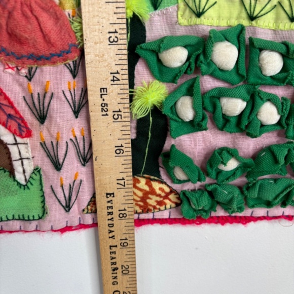 Peru Arpillera Handmade 3D Wall Art Hanging Village Garden Cabbage Trees Cactus - Picture 6 of 12